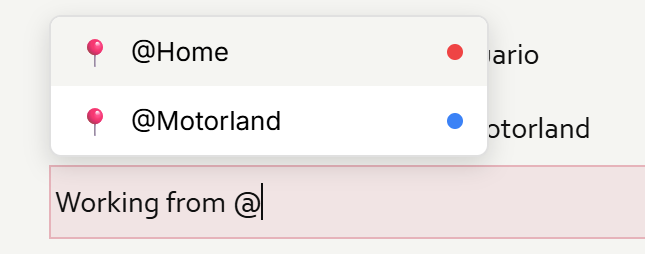 Named locations — bookmark places and use @mentions