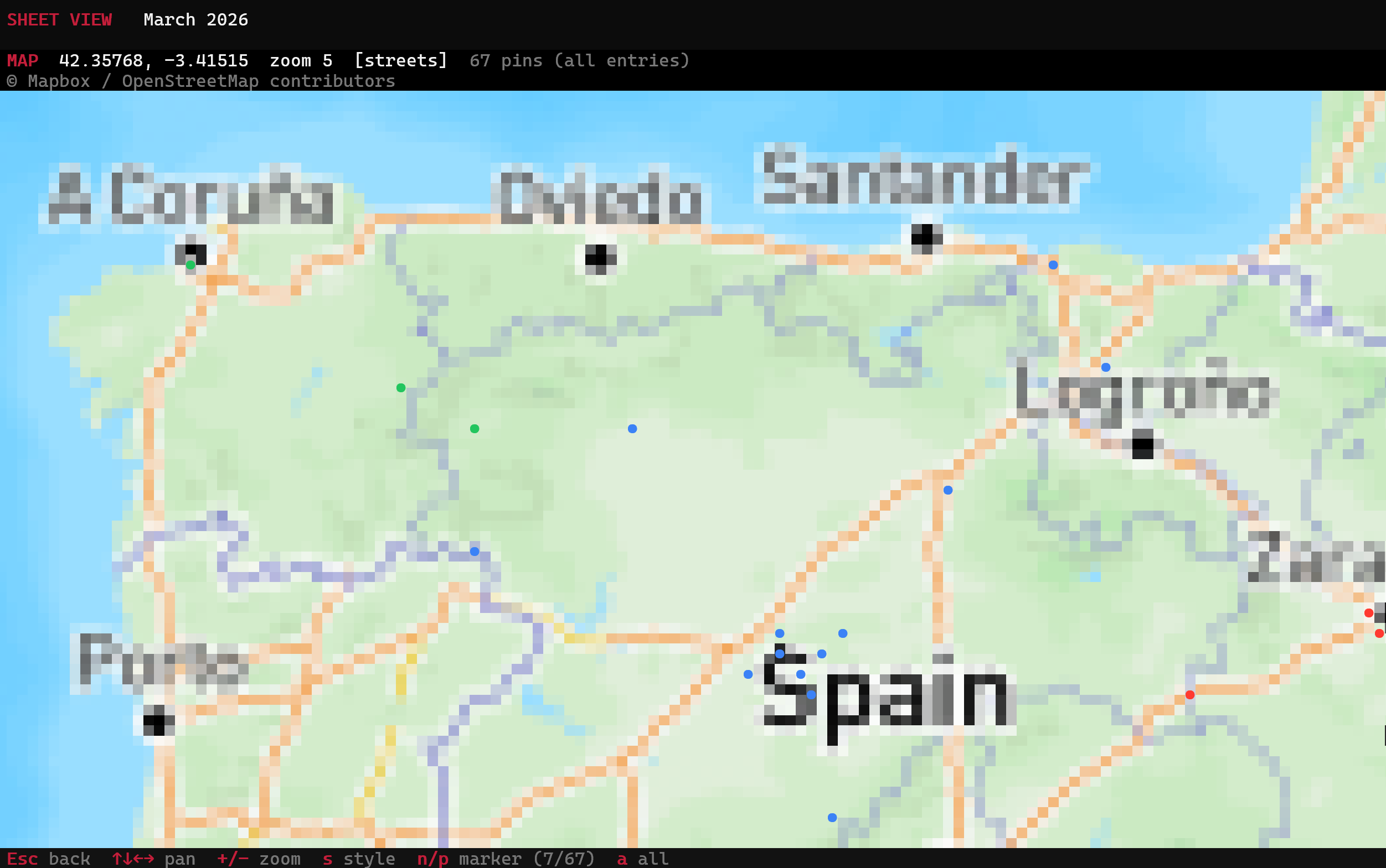 TUI map — browse your locations from the terminal